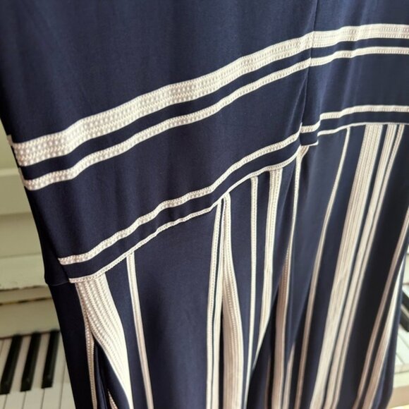 Ellen Weaver Elegant Navy and White Striped Jumpsuit M - Picture 16 of 16